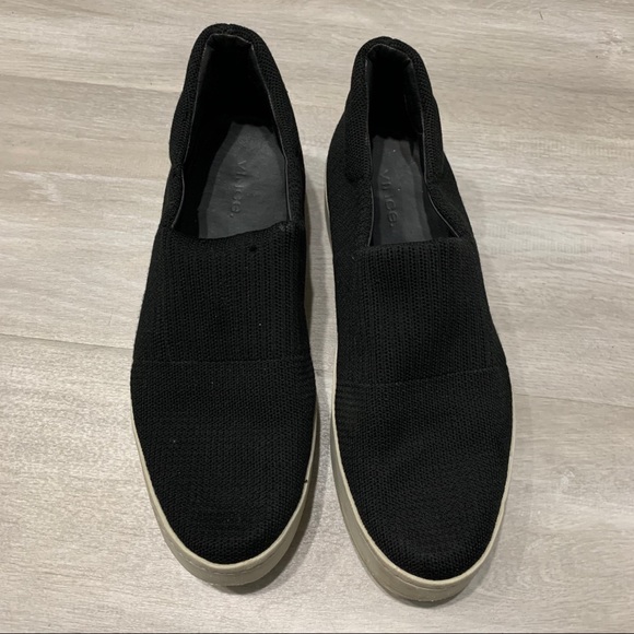 VINCE Warren Slip On Black Platform Sneakers Sz 8.5M - Picture 2 of 10